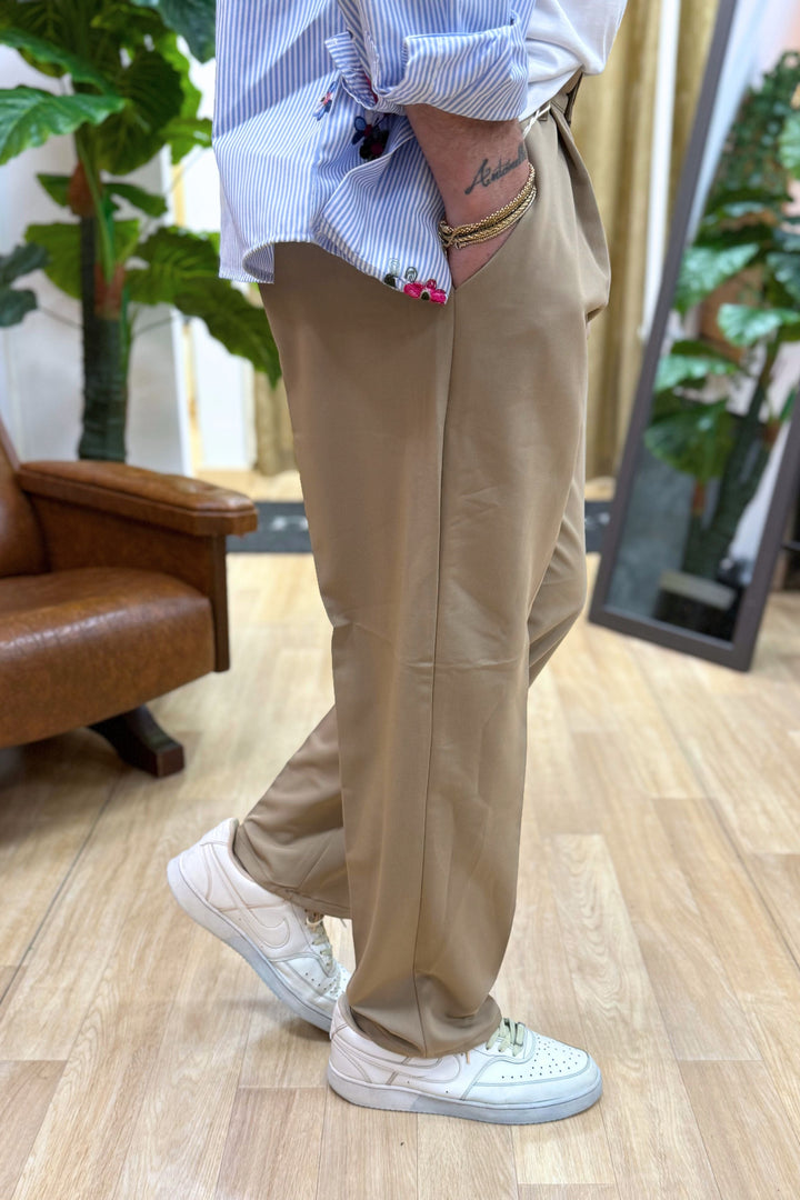 FELIX I Pantalón Palazzo Beige