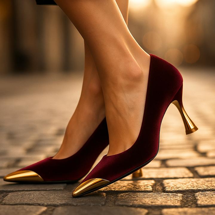 Stiletto Valentina – Edición Terciopelo y Oro