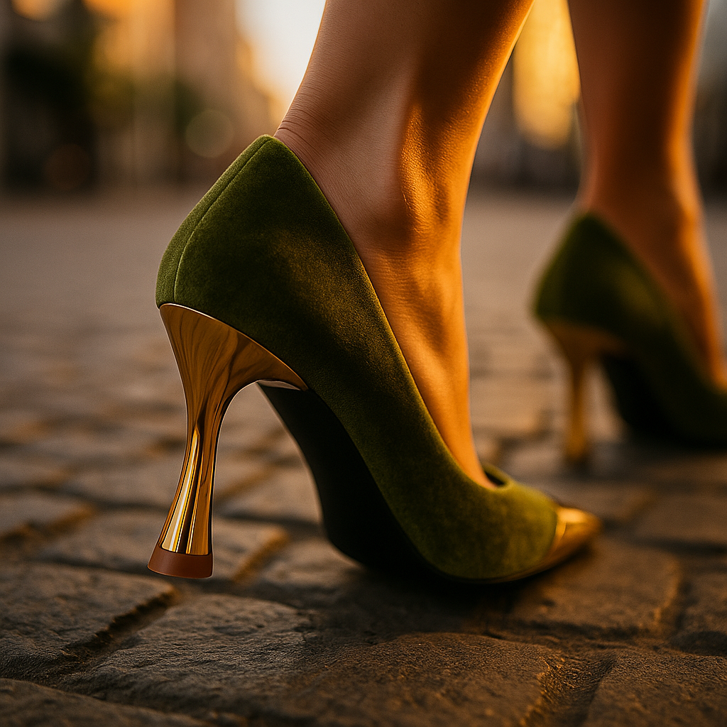 Stiletto Valentina – Edición Terciopelo y Oro