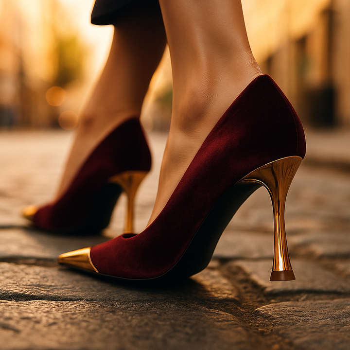 Stiletto Valentina – Edición Terciopelo y Oro